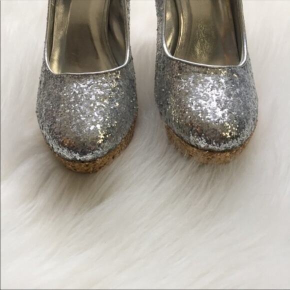 Silver & Gold Glitter Platform Heels Prom Costume - Picture 3 of 7